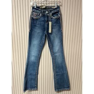 Sexy Couture Women’s Mid Rise Bootcut Jeans Dark Wash Size 1 (33" Length)